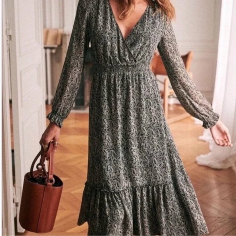 Sezane Black Cream Titiane Floral Paisley Ruffle Tiered Maxi Dress - Picture 2 of 8